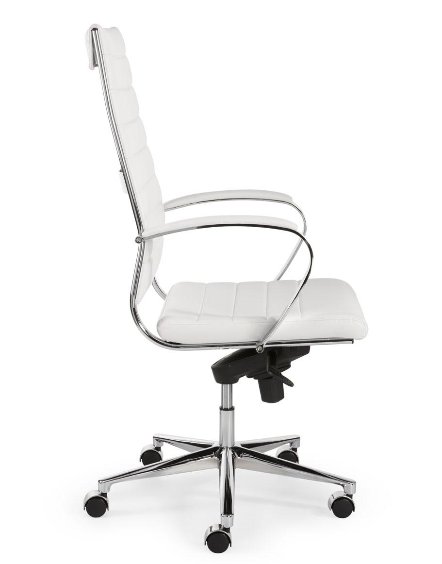 Nuchter Kunstmatig Parasiet 1202PUW Design bureaustoel 1202, hoge rug in wit PU - Timmer Kantoormeubelen