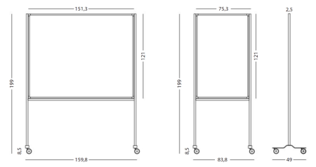 Verrijdbaar whiteboard/werkbord 